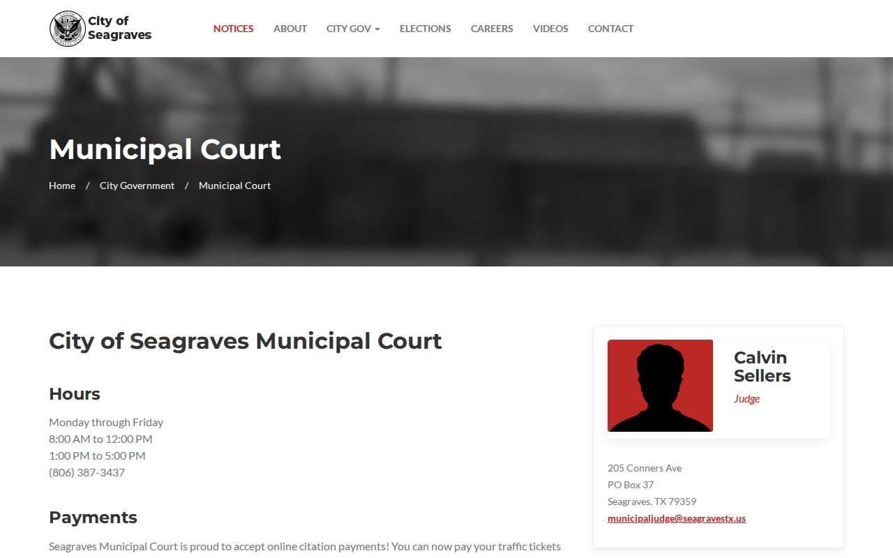 Gaines County traffic court records Seagraves Municipal Court